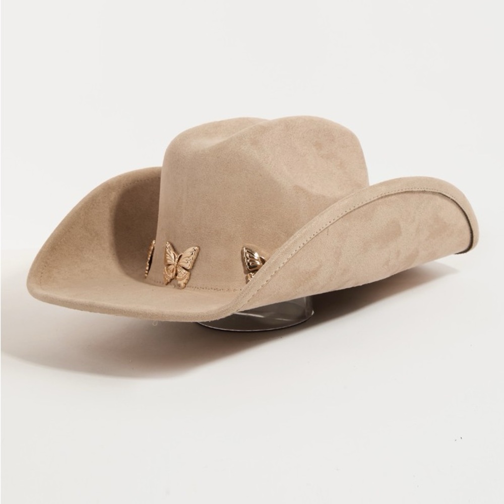 Gold Metallic Butterfly Cowboy Hat